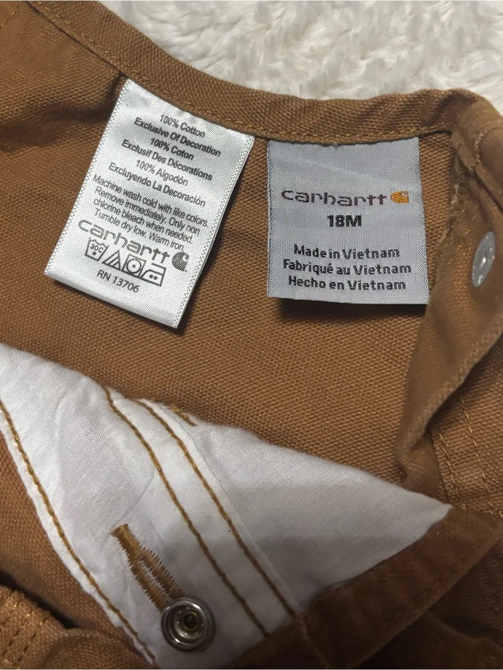 Carhartt Kids Tan/Brown Duck Bib Overalls